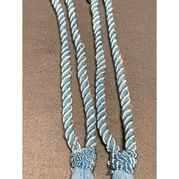 Decorative Curtain Tie Backs Set Of 2 Twisted Rope with Tassels 12" Long Blue - Picture 9 of 11